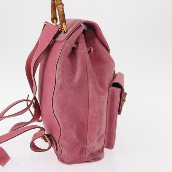 GUCCI Bamboo Backpack Suede Pink Gold 003 2058 0016 Auth 153813 main image 4